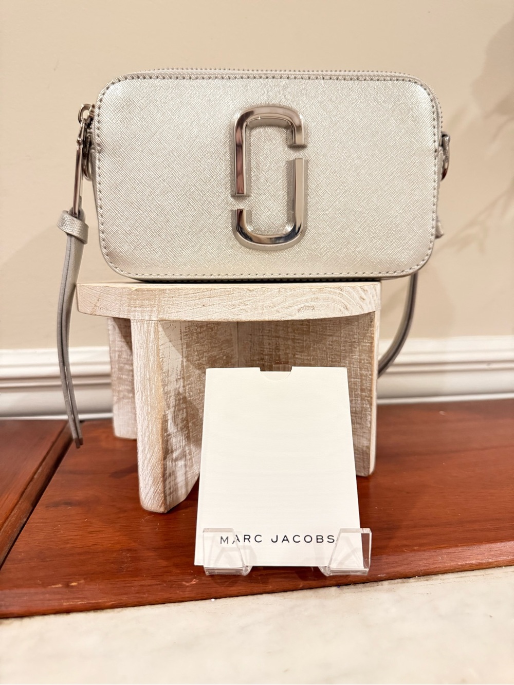 Marc Jacobs Silver Leather Crossbody Camera Bag